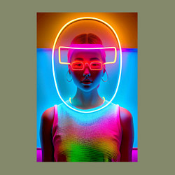 Свитшот хлопковый мужской Japan girl - glow - neural network, цвет: авокадо — фото 2