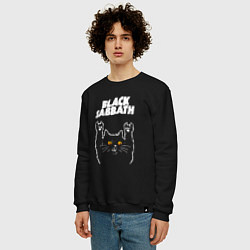 Свитшот хлопковый мужской Black Sabbath rock cat, цвет: черный — фото 2