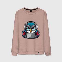 Свитшот хлопковый мужской Never sleep owl, цвет: пыльно-розовый