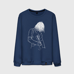 Свитшот хлопковый мужской Kurt Cobain grunge, цвет: тёмно-синий