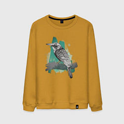 Свитшот хлопковый мужской Птичка певчая, цвет: горчичный