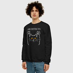 Свитшот хлопковый мужской Architects rock cat, цвет: черный — фото 2