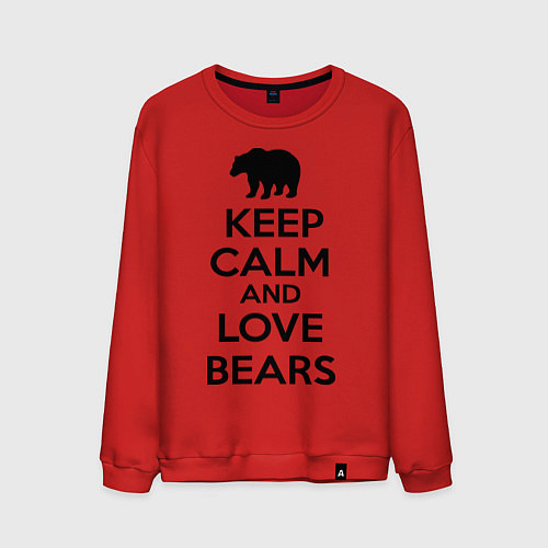 Мужской свитшот Keep Calm & Love Bears / Красный – фото 1