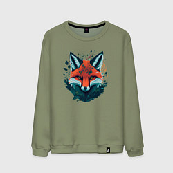 Свитшот хлопковый мужской Огненная лисица, цвет: авокадо