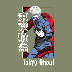 Свитшот хлопковый мужской Аниме Кен Канеки, цвет: авокадо — фото 2