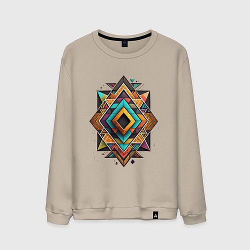 Мужской свитшот Этнический ромб / Миндальный – фото 1