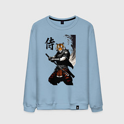 Свитшот хлопковый мужской Тигр самурай - иероглиф, цвет: мягкое небо