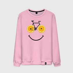 Свитшот хлопковый мужской Апельсиновое лето с велосипедом, цвет: светло-розовый