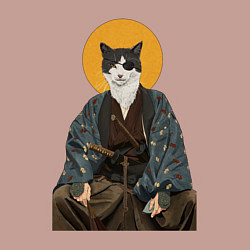 Свитшот хлопковый мужской Samurai one - eyed cat, цвет: пыльно-розовый — фото 2