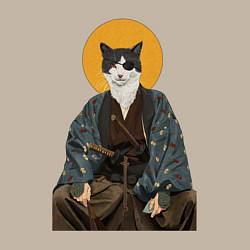 Свитшот хлопковый мужской Samurai one - eyed cat, цвет: миндальный — фото 2