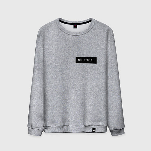 Мужской свитшот Нет сигнала на черном фоне - мини / Меланж – фото 1