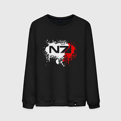 Свитшот хлопковый мужской Mass Effect N7 - shooter - logo, цвет: черный