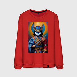 Мужской свитшот Кот-самурай - нейросеть