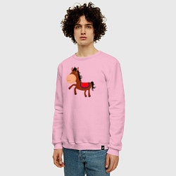 Свитшот хлопковый мужской Добрейшая лошадка, цвет: светло-розовый — фото 2