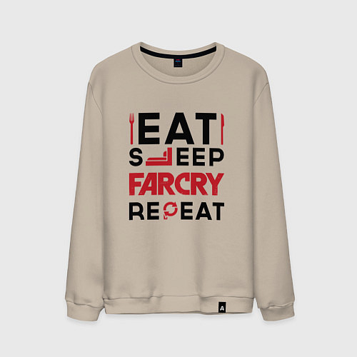 Мужской свитшот Надпись: eat sleep Far Cry repeat / Миндальный – фото 1