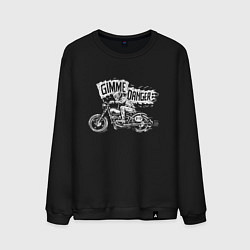 Свитшот хлопковый мужской Gimme danger - motorcycle - motto, цвет: черный