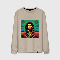 Мужской свитшот Digital Art Bob Marley in the field
