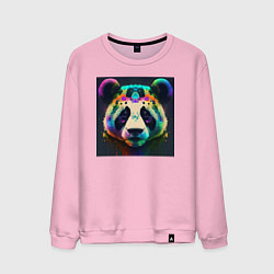 Свитшот хлопковый мужской Красочная панда - нейросеть, цвет: светло-розовый