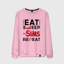 Мужской свитшот Надпись: eat sleep The Sims repeat