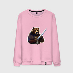 Свитшот хлопковый мужской Медведь берсерк, цвет: светло-розовый