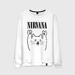 Свитшот хлопковый мужской Nirvana - rock cat, цвет: белый