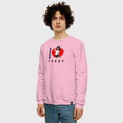 Свитшот хлопковый мужской I love Furry SF, цвет: светло-розовый — фото 2