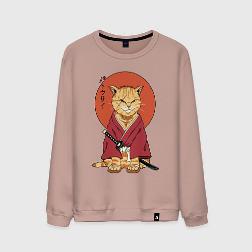 Мужской свитшот Samurai kimono cat / Пыльно-розовый – фото 1