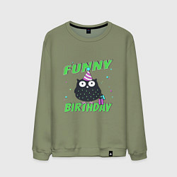 Мужской свитшот Funny Birthday веселого дня рождения и сова в колп