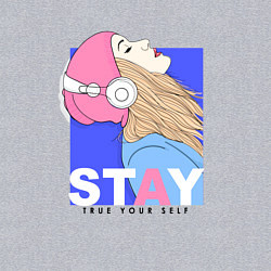 Свитшот хлопковый мужской Девушка в наушниках stay true your self, цвет: меланж — фото 2