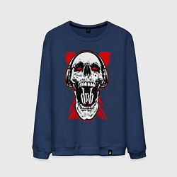 Свитшот хлопковый мужской DnB skull, цвет: тёмно-синий