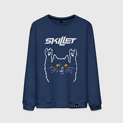 Свитшот хлопковый мужской Skillet rock cat, цвет: тёмно-синий