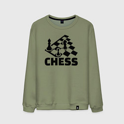 Свитшот хлопковый мужской Chess game, цвет: авокадо