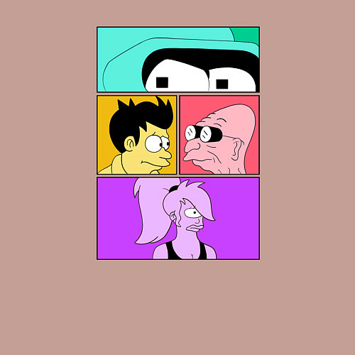 Мужской свитшот Futurama: Бендер Лила Фрай и профессор / Пыльно-розовый – фото 3