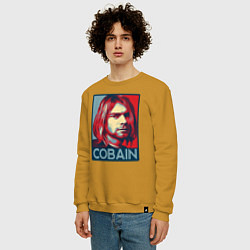 Свитшот хлопковый мужской Nirvana - Kurt Cobain, цвет: горчичный — фото 2