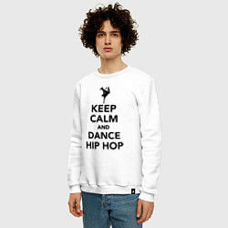 Свитшот хлопковый мужской Keep calm and dance hip hop, цвет: белый — фото 2