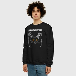 Свитшот хлопковый мужской Foo Fighters rock cat, цвет: черный — фото 2