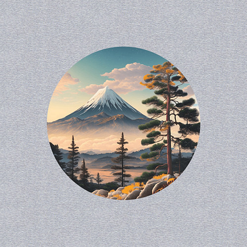 Мужской свитшот Природа Японии и Дальнего Востока / Меланж – фото 3