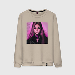 Свитшот хлопковый мужской Blackpink Jennie аниме рисунок, цвет: миндальный