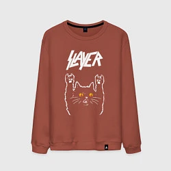 Свитшот хлопковый мужской Slayer rock cat, цвет: кирпичный