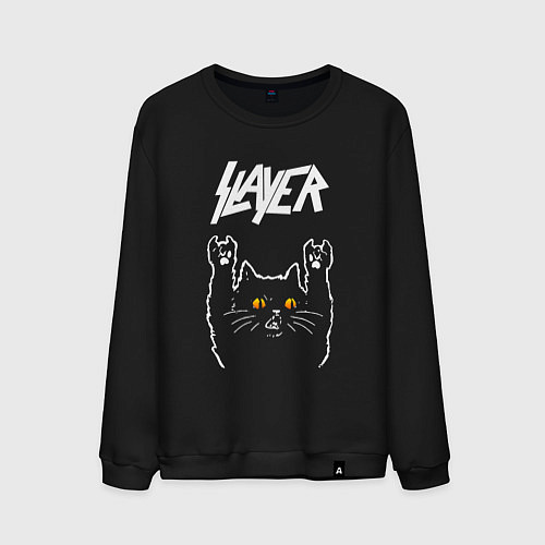 Мужской свитшот Slayer rock cat / Черный – фото 1