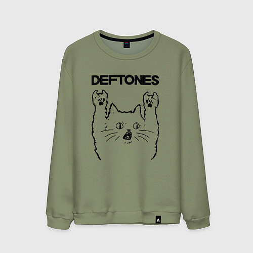 Мужской свитшот Deftones - rock cat / Авокадо – фото 1