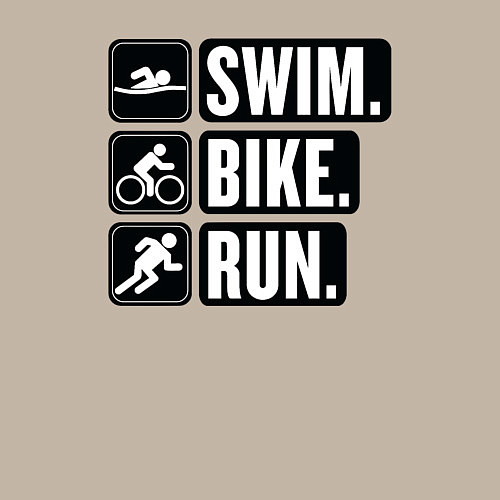 Мужской свитшот Swim bike run / Миндальный – фото 3