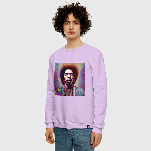 Мужской свитшот Jimi Hendrix digital glitch art / Лаванда – фото 3