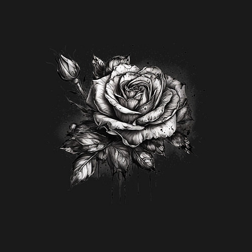 Мужской свитшот Роза нарисованная карандашом / Черный – фото 3