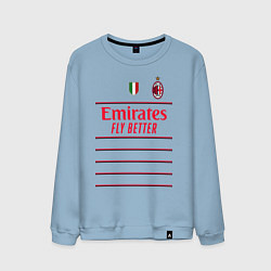 Свитшот хлопковый мужской ФК Милан форма 2223 гостевая, цвет: мягкое небо