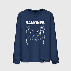 Свитшот хлопковый мужской Ramones rock cat, цвет: тёмно-синий