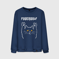 Свитшот хлопковый мужской Powerwolf rock cat, цвет: тёмно-синий