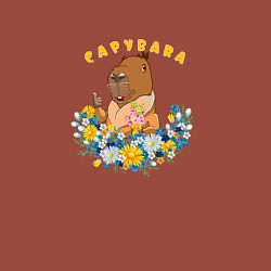 Свитшот хлопковый мужской Прикольная надпись с капибарой, цвет: кирпичный — фото 2