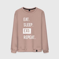 Свитшот хлопковый мужской Eat Sleep EXO Repeat, цвет: пыльно-розовый