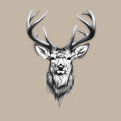 Свитшот хлопковый мужской Голова оленя эскиз, цвет: миндальный — фото 2